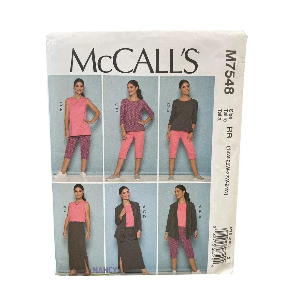 McCall's M7548 Women's Jacket Top Skirt Pants Knit Separates‎ RR (18W-24W)